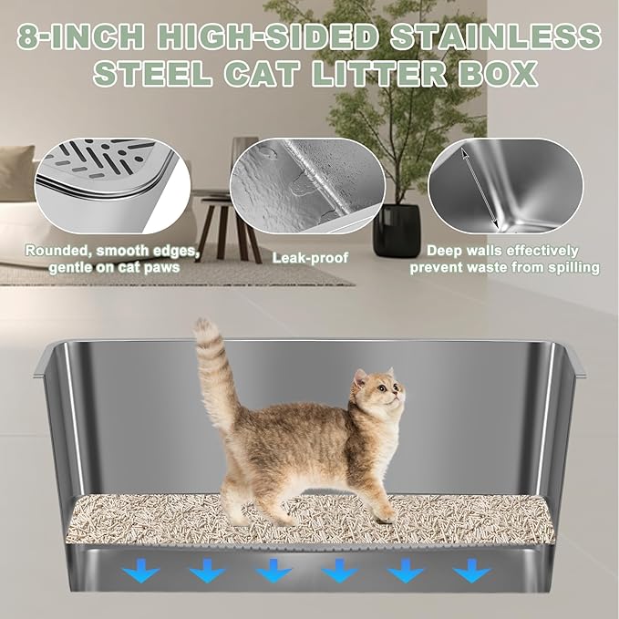 Litter Box – Extra Large 23.5" Odor-Resistant Double-Layer Sifting Design with Leak-Proof Liner, Easy-to-Clean & Durable, Includes Litter Scoop – for Kittens, Seniors & Multiple Cats