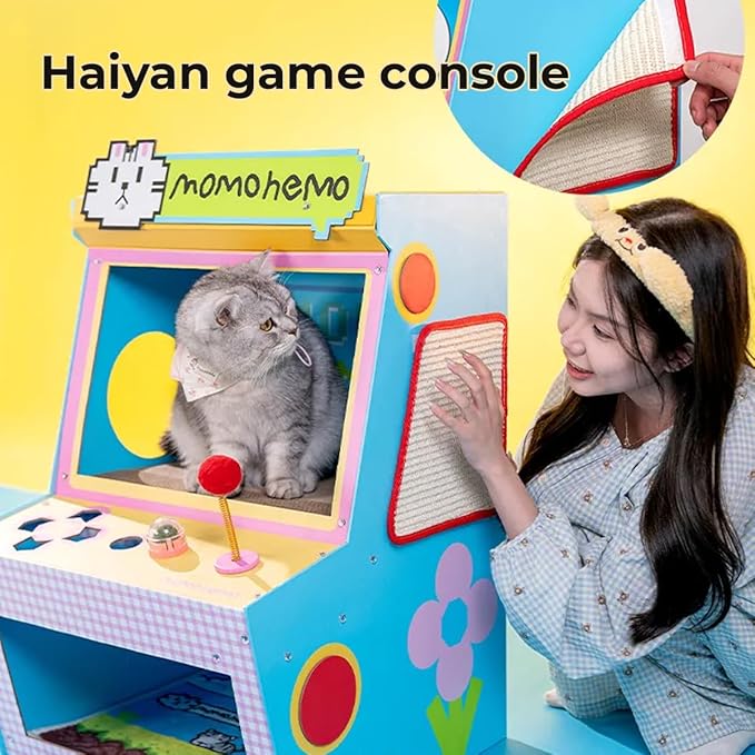 Cardboard Cat House Arcade Cat Scratcher House Indoor Cat Condo Cat Playhouse with Sisal Pad