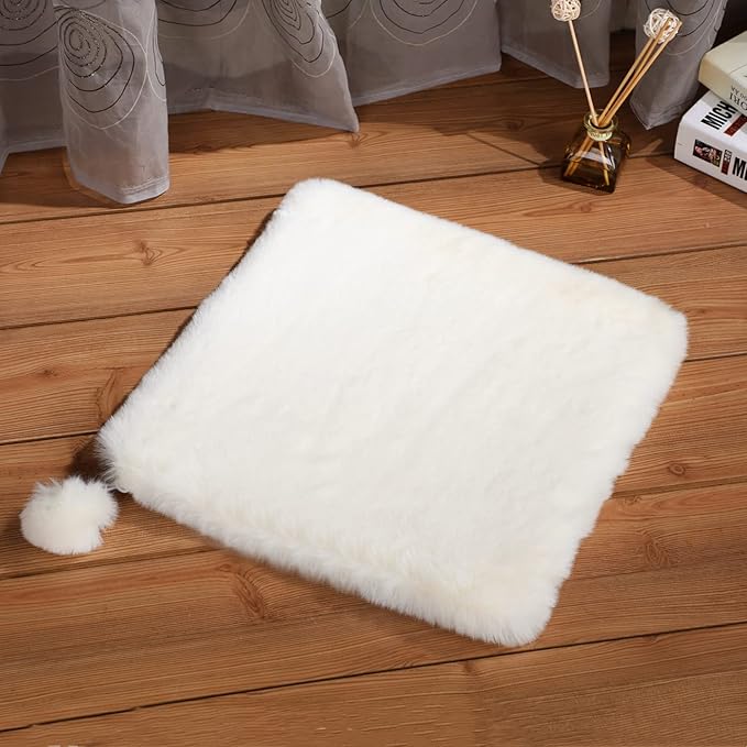 SHENGOCASE 2-Pack 13.8" x 13.8" Square Faux Rabbit Fur Cat Dog Bed Cushion Pad Mat, Cat Tree Tower Replacement Cushion Pad for Window Perch, Cat Dog Carrier House Cage Crate Kennel