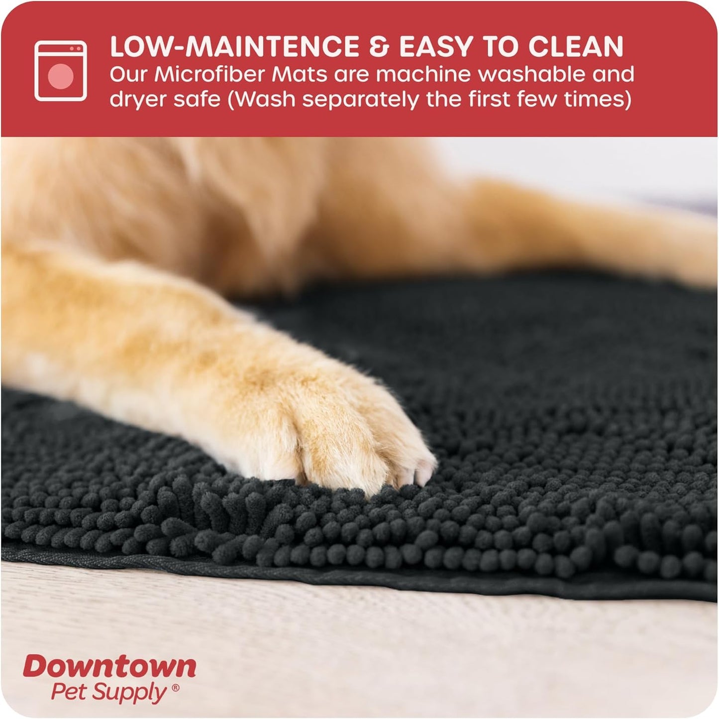 My Doggy Place Microfiber Dog Mat for Muddy Paws, 31" x 20" Charcoal - Absorbent and Quick-Drying Dog Paw Cleaning Mat, Washer and Dryer Safe - Non-Slip Rubber Backed Dog Floor Mat, Medium