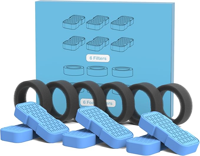 Cat Water Fountain Filters Replacement: 6 Carbon Filters + 6 Sponge Filters - Pet fountain with filter for keeping water fresh and clean, for 2L Cat Fountain H3 GOOSTOO