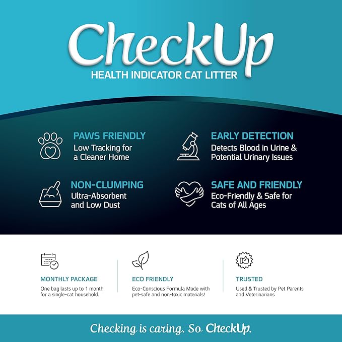 CheckUp Health Indicator Cat Litter – Color-Changing Non-Clumping Crystal Litter for Urinary Health Monitoring | Low Dust, Odor Control | 6lb Bag