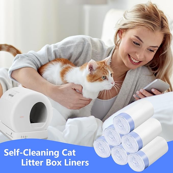 120 Count Extra Large Cat Litter Box Liners, Cat Litter Waste Receptacles Bags for MeoWant MW-SC01/MW-SC02/MW-LR01 Self-Cleaning Litter Box