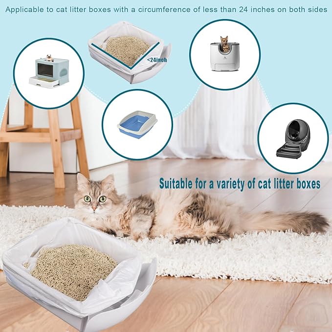 160 Pack Cat Litter Bags Compatible with Litter Robot 3 & 4 – Self Cleaning Automatic Litter Box, 25 x16 inch (10-12 Gallons)