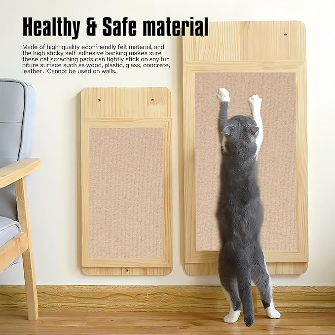 Cat Scratching Mat,Cat Scratch Furniture Protector, Trimmable Self-Adhesive Couch Protector,Carpet Replacement for Tree Shelves, Sofa and Scratching Post (78.7"x15.8",Khaki)