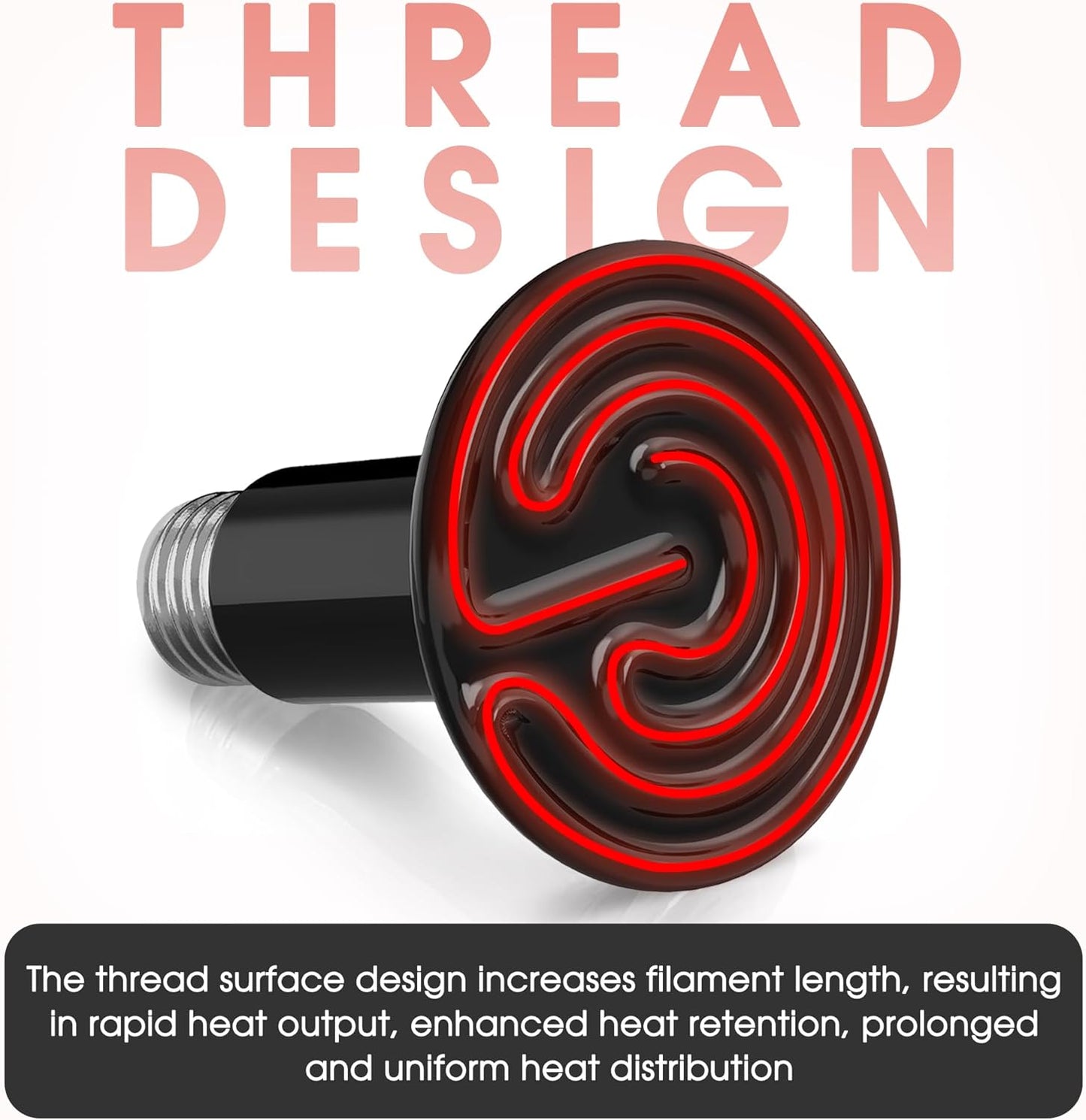 Ceramic Heat Emitter for Reptiles, 75W Heat Lamp Bulb, Ceramic Reptile Heat Bulb Black, No Light Emitting Heat Lamp for Amphibian Pet, Heat Bulb for Bearded Dragon Turtle Snake Lizard, 2 Pack