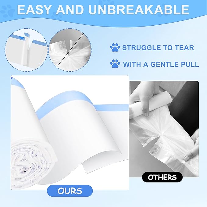 Litter Box Liners, 100 Count Drawstring Cat Box Liners, Tear Resistant Heavy Duty Cat Litter Bags for Litter Box, Pre-Separated for Easy Access, Easy Clean Up, Pet Supplies 25"x 16", White