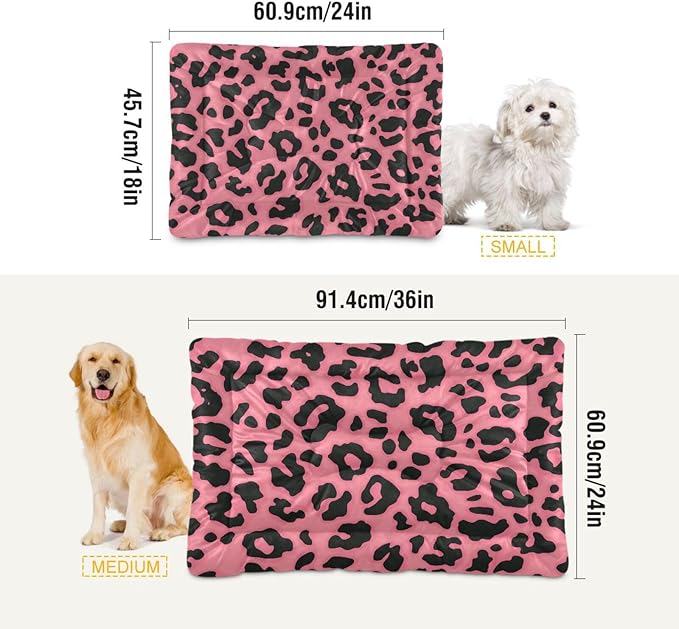 Pink Leopard Print Pet Bed Cute Dog Bed Mat Absorbing Non Slip Pad Pet Sleeping Mat for Small, Medium, and Large Dogs Puppy Cat 24 in x 18 in