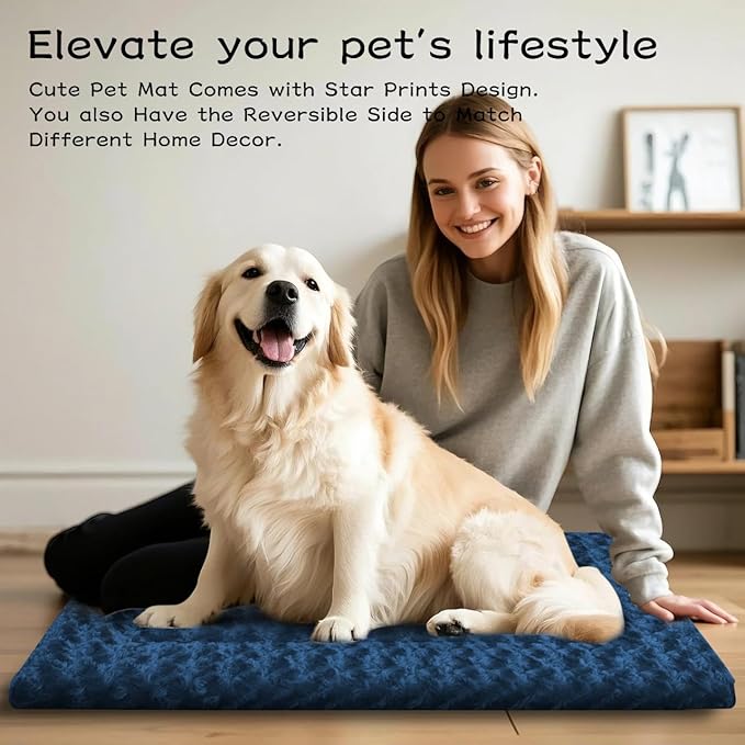 Dog Beds Crate Pad, Dog Bed Mat for Large Dogs Sleeping, Soft, Durable, Washable & Anti-Slip Crate Pads, Reversible Kennel Mat L(35”*23“*1.5”)