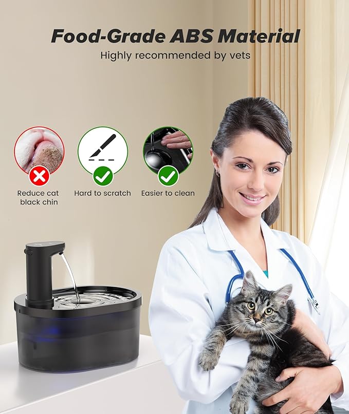 Wireless Cat Water Fountain Cordless, Automatic Pet Water Fountain 5000mAh Battery, 101oz/3L Large Cat Fountains for Drinking Ultra Silent Rechargeable Water Fountains for Cats and Dogs