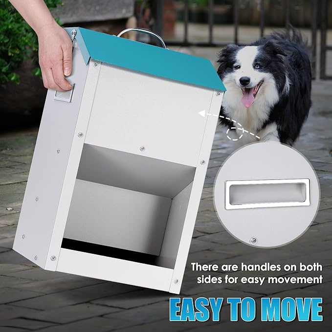 Automatic Cat Feeder Outdoor 59cups/14L Automatic Dog Feeder Cat Food Dispenser with Storage Gravity Pet Feeding Station Galvanized