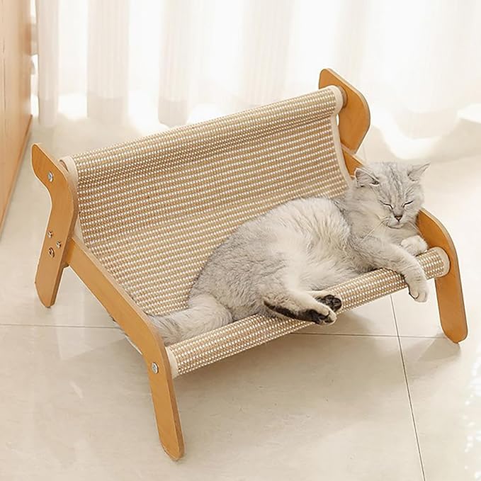 The Claw Lounge, Cat Sisal Chair, 2 in 1 Cats Hammock Lounge, Wear-Resistant Scratching Pad Lounge Chair, Cat-Friendly Summer Breathable Fabric for Indoor Cats (Cool Mat)