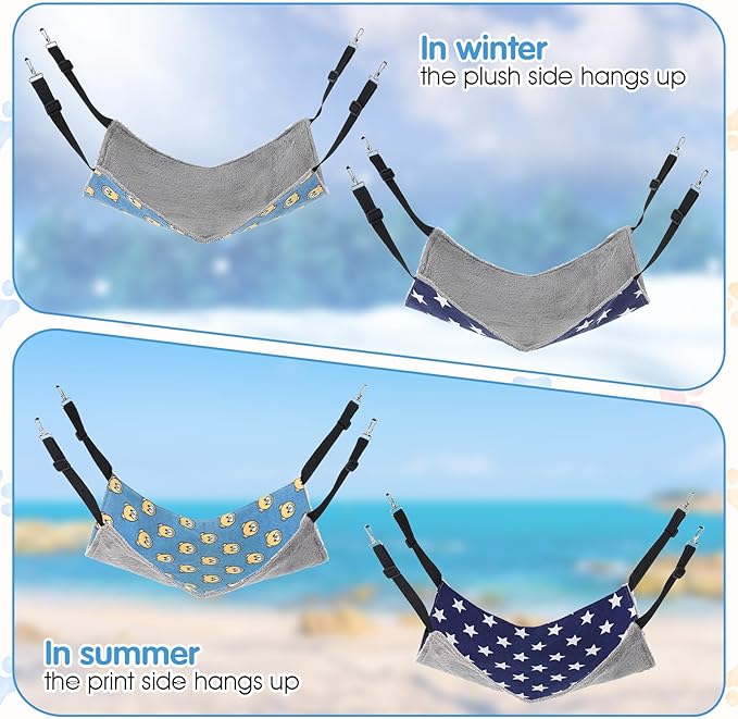 5 Pcs Cat Hammock for Cage Hanging, Breathable Cat Hammock Bed with Adjustable Straps, Soft Double-Sided Pet Hammocks for Cats, Indoor & Outdoor Catio Accessories