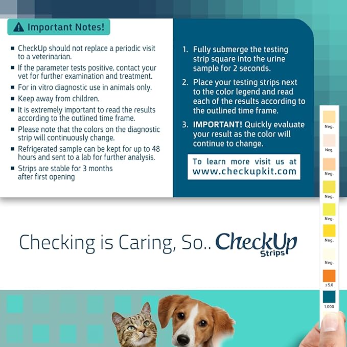 CheckUp Testing Strips x 50 (10 Parameters Urine Test Strips for Cats & Dogs)