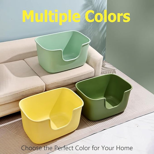 SpaceTime Extra Large Litter Box with High Sides,XL Low Entry Multi Cat Litter Pan for Kittens,Jumbo Litter Boxes for Big Cats,Anti-Splashing Cat Boxes for Indoor Cats,Open Top,Easy to Clean (Black)