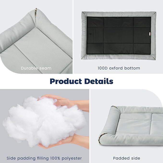 Miguel Oxford Ripstop Outdoor Waterproof Dog Bed for Metal Dog Crates Water-Resistant All Weather Pet Mat Durable Easy Wipe Clean Travel Indoor Outdoor Puppy Cat Crate Bed 36inch, Grey