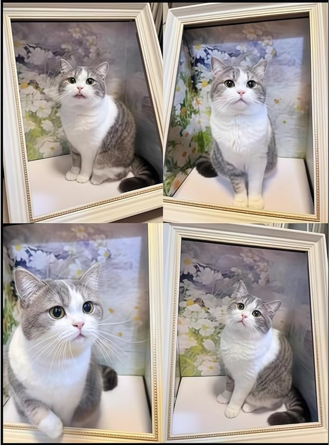 Oil Painting Cat House with Scratcher,Cat Bed Art Picture Frame Scratching Board Playing Tent Box, Assemble Kitty Couch Cave Condo Creative Pets Furniture - Kitty Living in Famous Painting (Daisies)