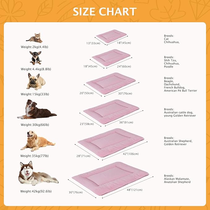 Reversible Dog Bed Mat with Plush and Corn Velvet,Soft Warm Pet Cushion, Dual Purpose Washable Sleeping Mattress Bed for Small Medium Large Dog and Cat XB004 (18 * 13", Pink)