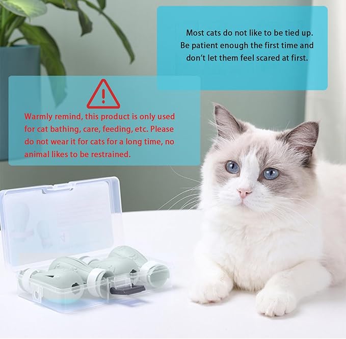 4 Pieces Cat Scratch Cover for Nursing Rehabilitation Cat Boots for Cats Only, Adjustable Cat Bathing Gloves (Grey)