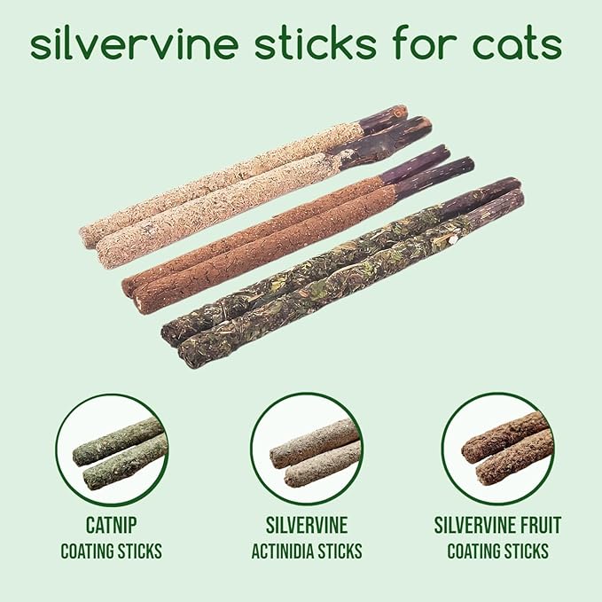 Cat Dental Chew Toys - Natural Silvervine Sticks & Catnip Rope for Teeth Cleaning,Promotes Oral Health in Kittens & Indoor Cats (Medium, Model A)