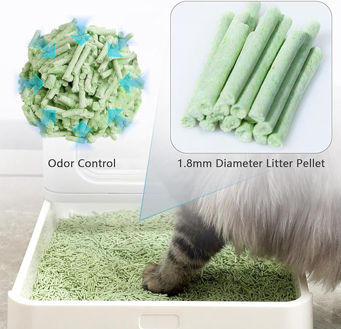 Tofu Cat Litter - Strong Clumping, Ultra Absorbent, Odor Control, Flushable, Low Tracking, Low Dust Tofu Litter Pellets 4 Packs/24LB (Green Tea)