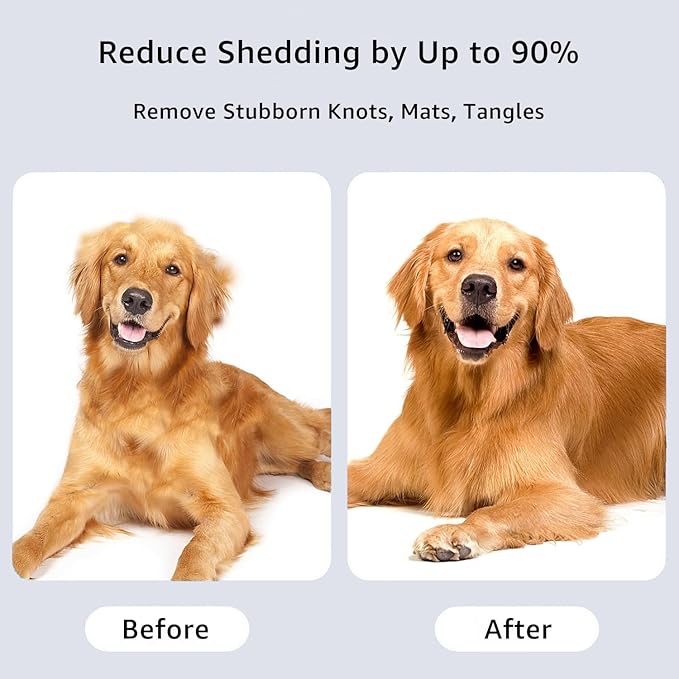 YINGFAN Pet Grooming Combo, Double-Sided Dematting Deshedding Undercoat Rake for Dogs and Cats, Extra Wide Dog Brush for Shedding (Black)