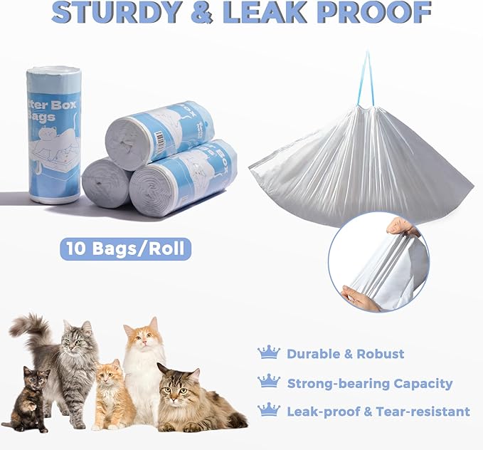 Jumbo Cat Litter Box Liner Bags Extra Large&Thick,10 count,36" x 18" Heavy Duty Cat Litter liners