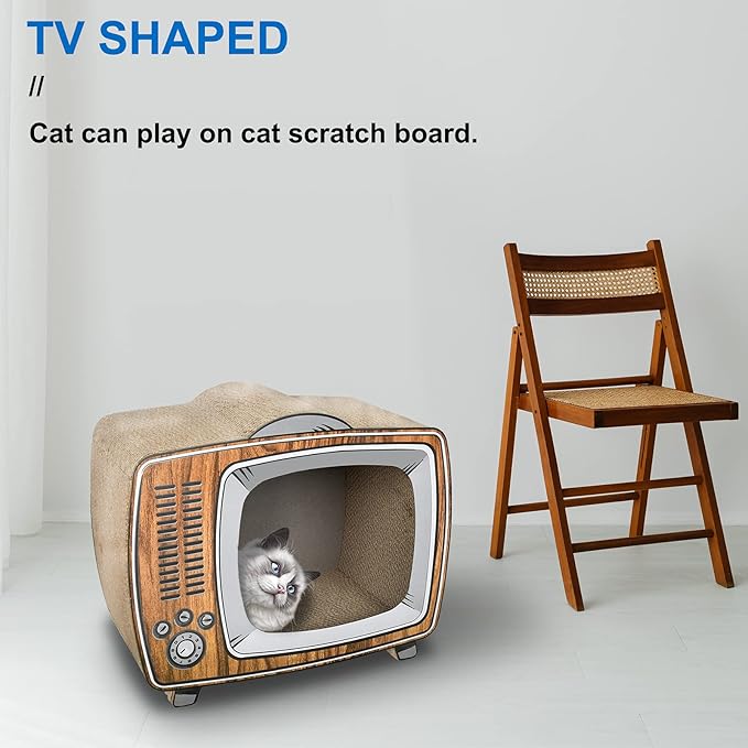 FluffyDream TV Cat Scratcher Cardboard Lounge Bed, Cat Scratching Board, Durable Board Pads Prevents Furniture Damage