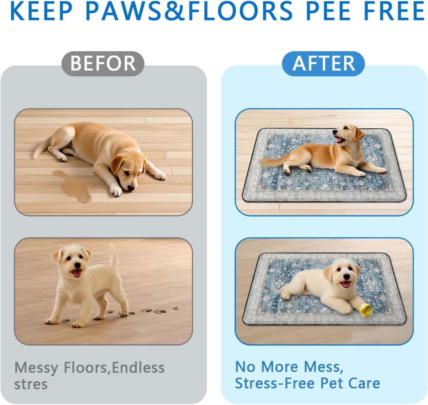 Washable Pee Pads for Dogs 2 Pack, Absorbent Reusable Puppy Pads Waterproof, Leakproof & Non-Slip Whelping Pad, Potty Training Pads for Dogs Playpen Mat 24x36