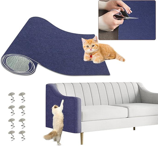 Cat Scratching Mat - Trimmable Self Adhesive DIY Climbing Cat Scratcher Pad for Cat Tree Shelves and Post Cat Scratch Furniture Protector