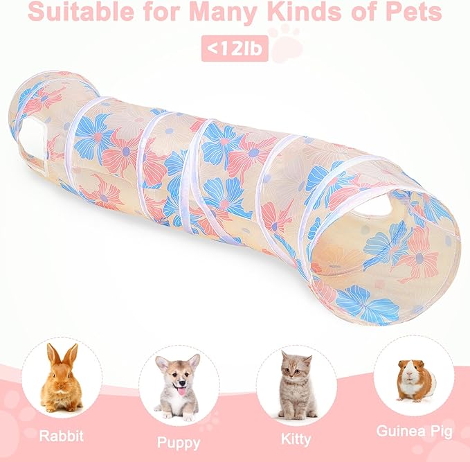 Glittme Cat Tunnel, Cat Tunnels for Indoor Cats, S-Shape Cats Cave with Cat Toys, Foldable Cat Tubes and Tunnels for Cats, Rabbit, Puppy, Guinea Pig