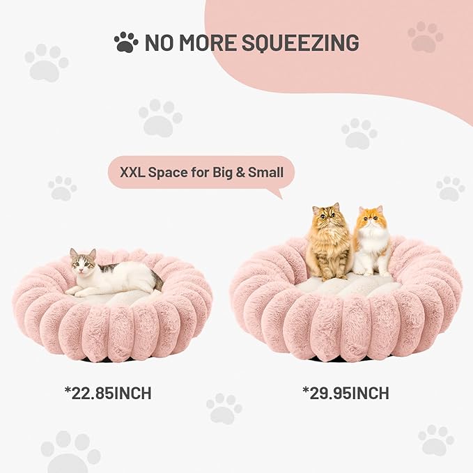 Donut Cat Bed Soft Plush Pet Bed Flower Fluffy Round Cat Couch Washable Anti-Slip Dog Bed Cute Puppy Bedsure for Small Dog Kitten