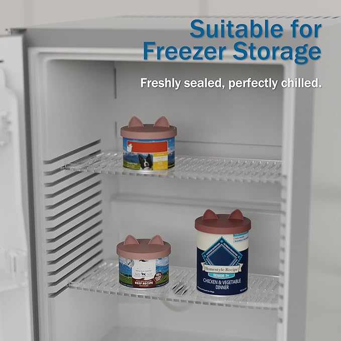 OHMO 2 Pack Pet Food Can Lids, (12.5-14oz) BPA Free Silicone Covers for Cat and Dog Food Cans, Mars&Coral