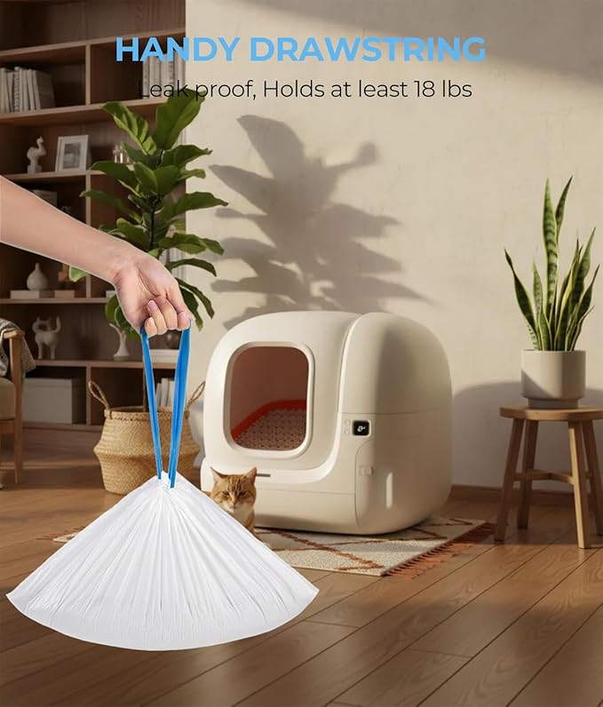 40 Count Automatic Cat Litter Bags Compatible with PURA X/MAX & ScoopFree Clumping, Tear-free & Leak-Proof Self-cleaning Cat Litter Robot Waste Bags with Durable Drawstring for Litter Box 21" x 11"