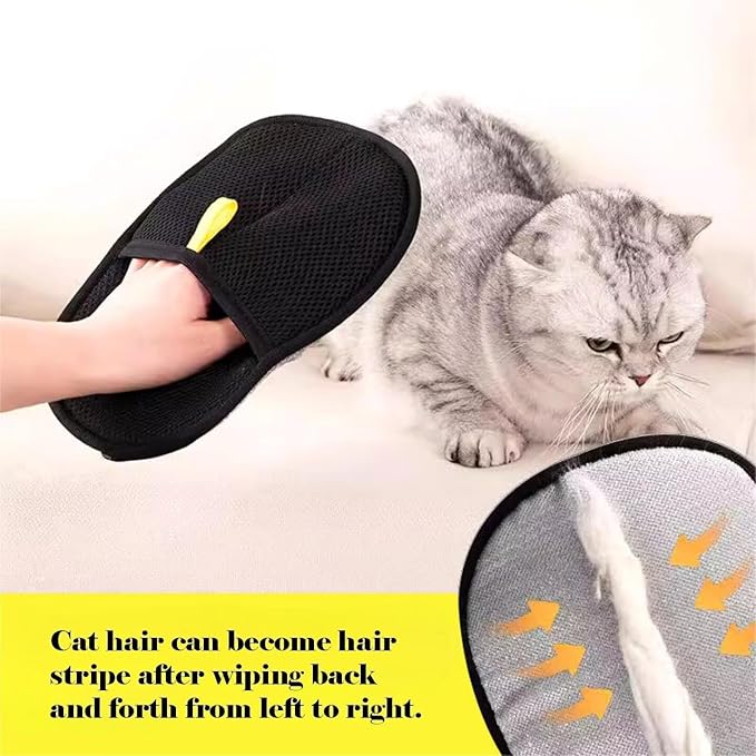 2 PCS Pet Hair Removal Glove for Cats & Dogs, Electrostatic Grooming Gloves for Pet Hair, Reusable Double Sided Static Hair Remover for Couch, Furniture, Carpet & Car Seat