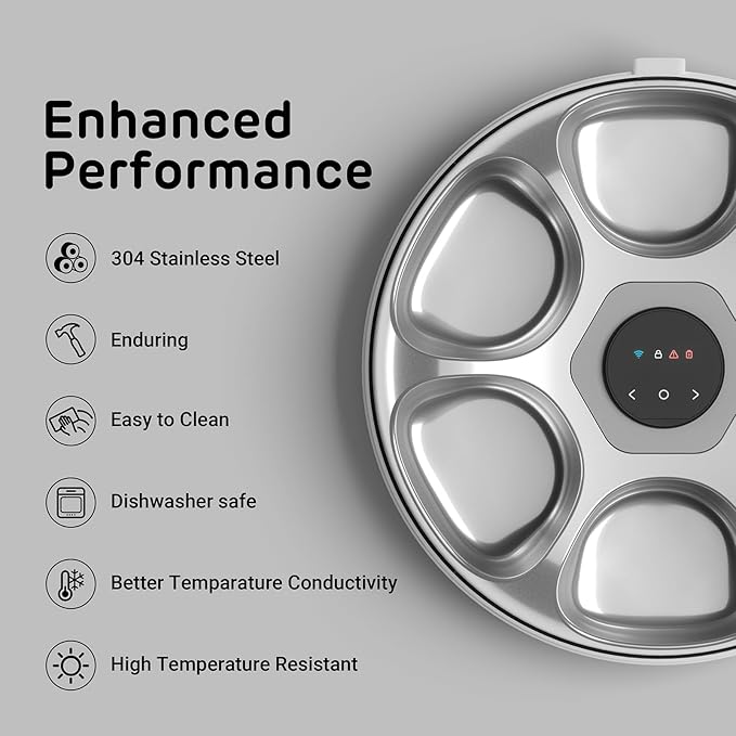[Stainless Steel Tray Version] iPettie Donut Frost WiFi 6 Meal Automatic Wet Food Feeder with Ice Packs for Senior and Weak Pets, App Control Programmable Timer, Holds 6 x ½ lb. of Food, Black