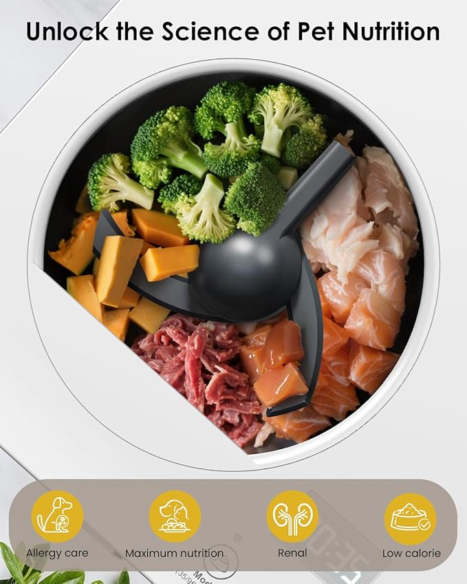 Pet Fresh Meal Maker, Auto 5-in-1 Pet Food Cooker with Chop,Slow Cook, Mix, Self-cleaning and Timer, 2.6 Quart Capacity Dog Food Maker Makes 1.5 Lbs Foods for 2 Dogs, DIY Pet Recipes, Wet or Dry Food.