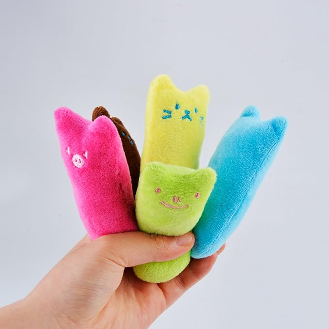 Legendog 5Pcs Bite Resistant Catnip Toys for Cats,Catnip Filled Cartoon Mice Cat Teething Chew Toy (Multicolored)