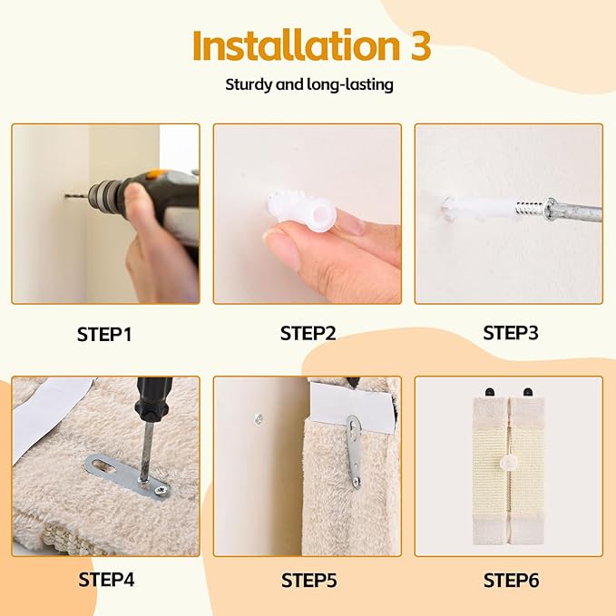 Wall Corner Cat Scratcher for Indoor Cats- Wall Mounted Sisal Scratching Pad with Hanging Ball - Vertical Corner Wall Mount Scratch Panel, Protector for Wall Corner