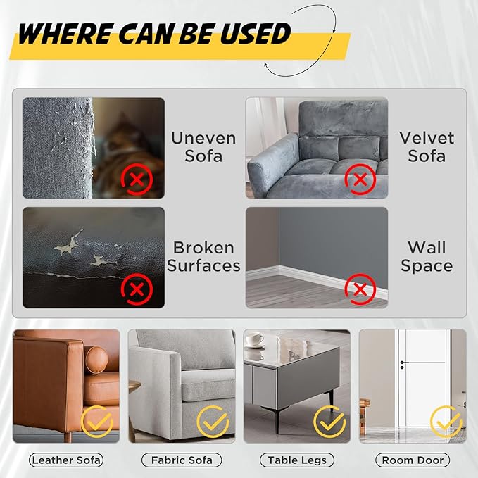 OBSEDE Cat Scratch Furniture Protector Roll, 0.2mm Extra Thick Clear Shield, Single-Side Adhesive Guard for Couch & Sofa Corners, Pet Deterrent Training Tape, 11.8 x 196.8 inch for Happy Pet Homes