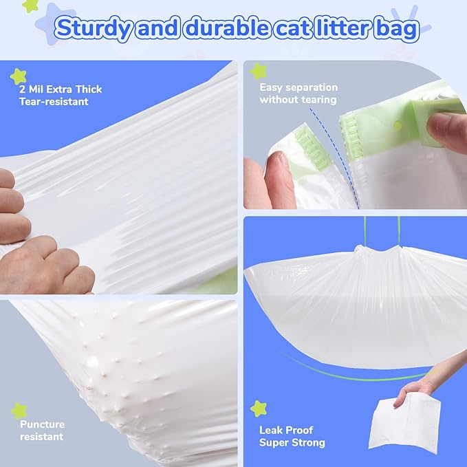 Cat Litter Liners for Pet Scoop Free Crystal Litter Tray, Open/Hooded Litter Pan and Pull-out Litter Box Sliding Drawer, Tear-resistant Disposable Replacement Kitty Poop Bags (15 Count, 37 W x 13 H)