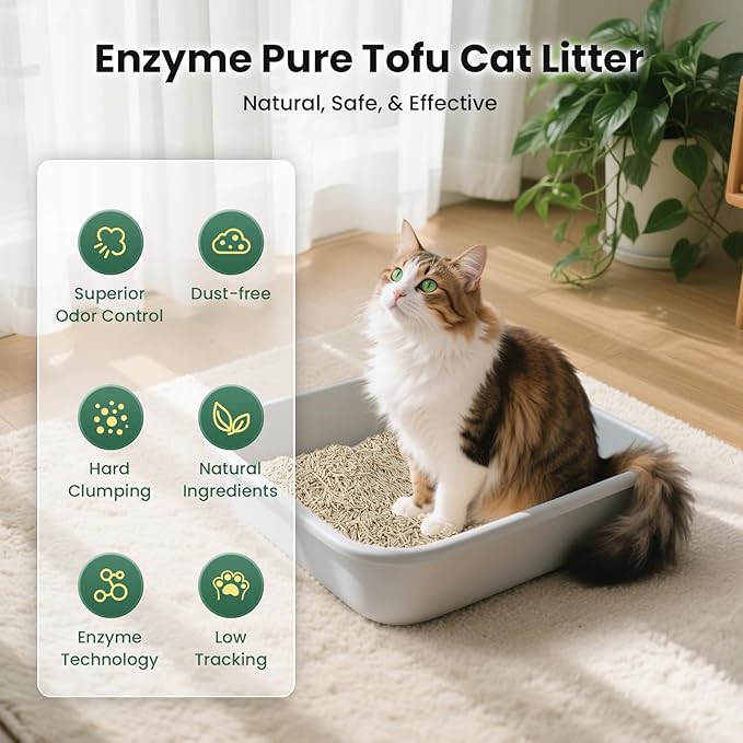 Gardner Pet Enzyme Tofu Cat Litter, Flushable Clumping Cat Litter, Low Dust, Odor Control, Plant-Based Natural Kitten Litter with Fast Absorption & Low Tracking (9LBS*2)