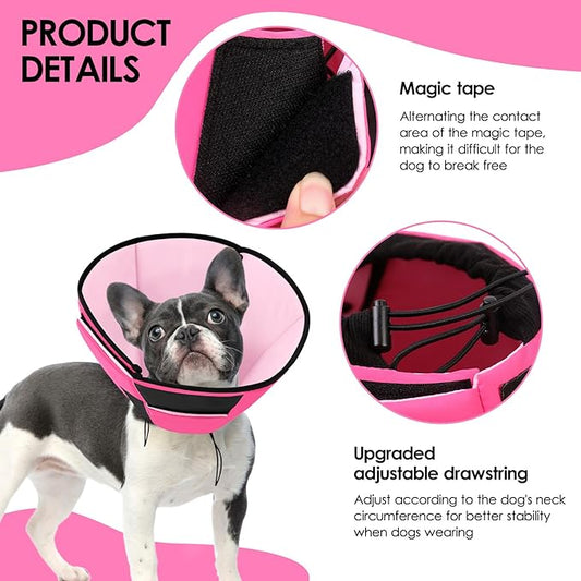 Small Dog Cone Collar, Adjustable Soft Dog Cone for Small Dogs to Stop Licking, Breathable Pet Recovery Cone for Small Male Female Dogs, Pink S