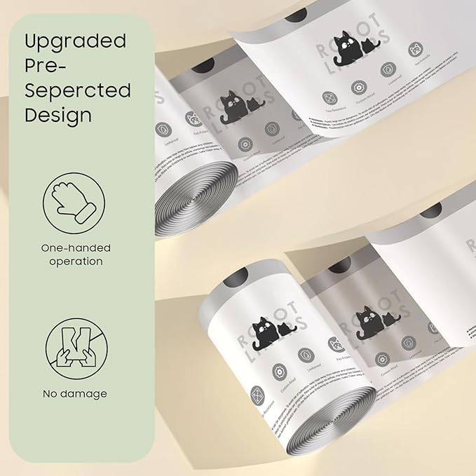 Cat Litter Box Robot 4 and 3 Waste Bags, 40 Pack Automatic Litter Box Bags, Thick Heavy Duty Cat Litter Box Liner Bags 25.2 X 15.7 IN