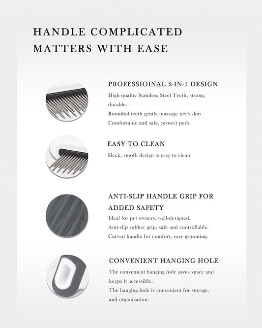 Flea Comb, TailGurus Effective Flea Comb for Cats & Dogs-Shedding Brush for All Pets-Long Hair Friendly-Durable-Versatile & Safe-Durable, Safe & Versatile-Portable,Pet-Friendly(TG2038)(Lime)