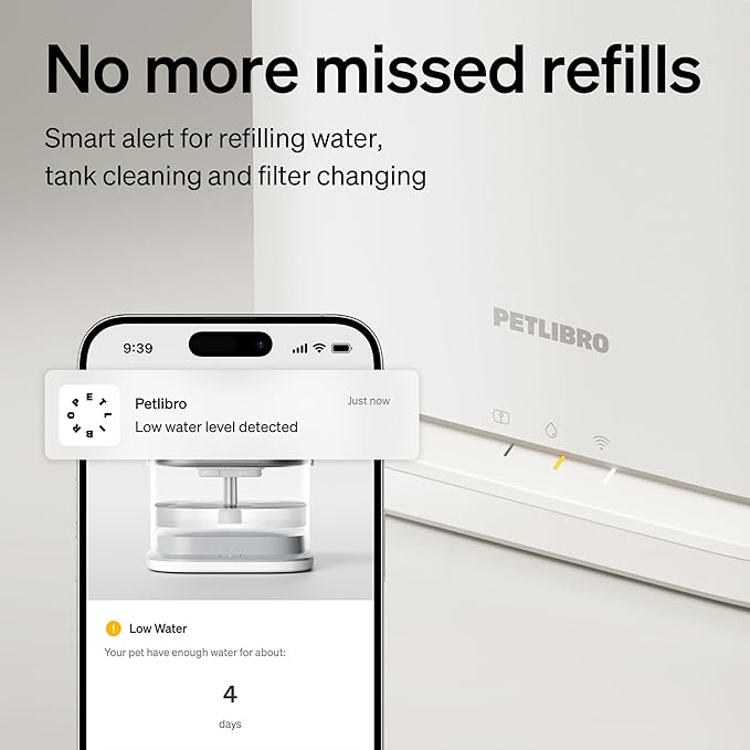 PETLIBRO Upgrade Cat Water Fountain Stainless Steel Tray, Dockstream 2 Smart App Monitoring Cat Fountain for Drinking, 3L/101oz Pet Water Fountain for Cats, 5G WiFi Auto Cat Water Dispenser Dog