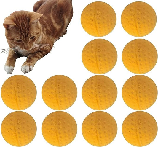 Cat Golf Balls for Indoor Cats Toy Ball Kitten Toys Interactive Cat Ball Sponge Foam Sponge Soccer Balls (Yellow)