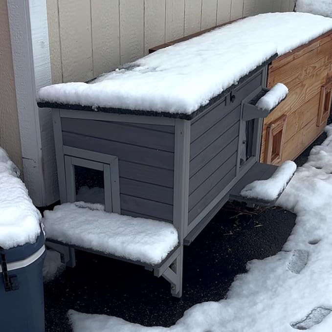 Gutinneen Outdoor Cat House Insulated Kitty Shelter with Liner for Winter Waterproof Cat Cage for Feral Cats