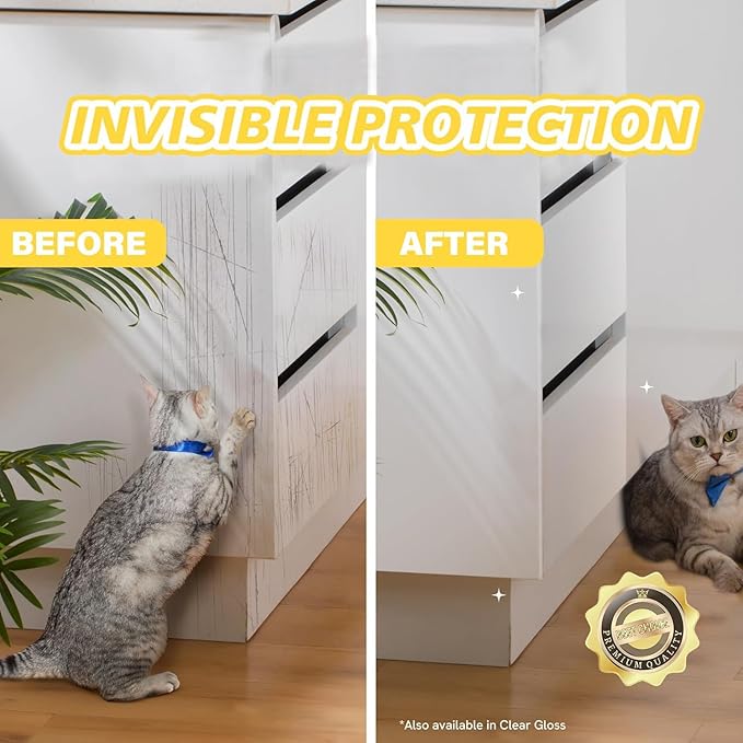 Anti-Cat Scratch Furniture Protector, Flexible Sticky Couch Corner Guard, Thicken Vinyl Cat Scratch Tape (158" x 11.8")