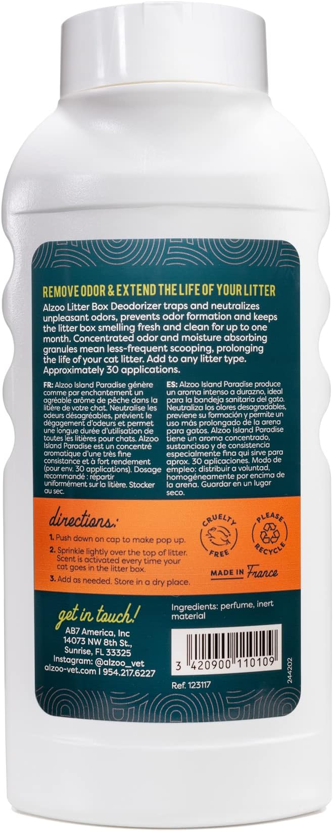 Cat Litter Deodorizer, Concentrated Granules Absorb & Help Neutralize Odors, 100% Plant-Based Active Ingredients, Up to 30 Uses, Island Paradise Scent, 26.6 Oz., Pack of 2